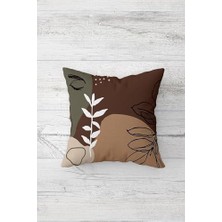 MWX Teknoloji Pelangi Art Çiçek Çift Tarafı Baskılı Gizli Fermuar Yıkanabilir Leke Tutmaz Dekoratif Kırlent Kılıfı, Bej-Kahve 45 x 45