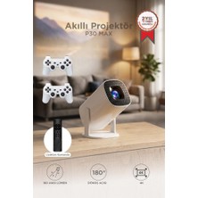 Torima Projeksiyon Cihazı Taşınabilir Retro Video Konsolu Android Akıllı Projektör P30 Max Mini Beyaz