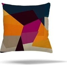 MWX Teknoloji Pelangi Geometrik Desen Renk Bloklu Gizli Fermuarlı Yastık Kılıfı Kırlent Kılıfı Koltuk Yastık Kılıfı, Turuncu 45 x 45