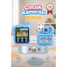Torima Dijital Fotoğraf Makinesi Çocuk Termal Resim Kağıt Baskılı Yazıcı Kamera Video Makinesi CMR33 Mavi