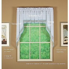 MWX Teknoloji Curtain Adirondack 2 Tonlu Kroşe Swag 38", Beyaz/mavi, 60W x 38L