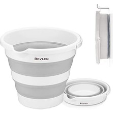 MWX Teknoloji 12 Litre Katlanabilir Kova - Akordiyon Katlanır Kova - Araba Kovası - Gri - 32.5 x 27.5 x 6 cm - Pp+ Tpr