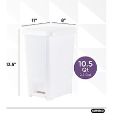 MWX Teknoloji Superio Plastik Mini Çöp Tenekesi, Ayak Pedallı, Ayak Basmalı, Kapaklı, Banyo, Mutfak, Ofis, Masa Altı, Yatak Odası, Yurt Için, 9,5 Litre, Küçük, Ince, Beyaz
