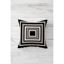 MWX Teknoloji Pelangi Kare Desenli Çift Tarafı Baskılı Gizli Fermuarlı Yastık Kılıfı Kırlent Koltuk Yastık Kılıfı, Siyah-Krem 45 x 45
