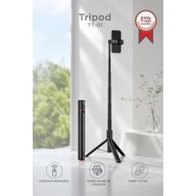 Torima Tripod Çok Amaçlı Kumandalı 1.77M Selfie Çubuğu TT01 Siyah