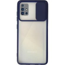Renas Store Galaxy A71 Kılıf Palm Buzlu Kamera Sürgülü Silikon - Lacivert