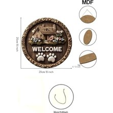 MWX Teknoloji Welcome – Pati Izi ve Bahçeli Ev Temalı Uv Baskı 3D Görünümlü Mdf Kapı Süsü KS006,KS006 20 x