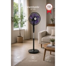 Torima Vantilatör 6 Pervaneli 3 Kademeli Kumandalı Dijital Ekranlı Ayaklı 16 Inc 50W Fan SF05 Siyah