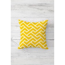 MWX Teknoloji Pelangi Sarı Geometrik Desenli Çift Tarafı Baskılı Gizli Fermuar Yastık Kılıfı Kırlent Koltuk Yastık Kılıfı, Sarı 45 x 45