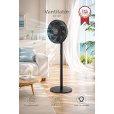 Torima Vantilatör 7 Pervaneli 3 Kademeli Ayarlanabilir Ayaklı 14 Inc 45W Fan SF01 Siyah