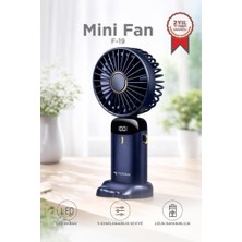 Torima Şarjlı Masaüstü Vantilatör Dijital Göstergeli 90 Derece Katlanabilir Mini Fan F19 Lacivert