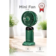 Torima Şarjlı Masaüstü Vantilatör Dijital Göstergeli 90 Derece Katlanabilir Mini Fan F19 Yeşil
