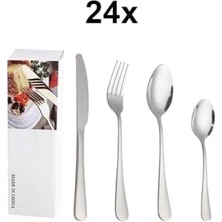 Sayemons 410 Çelik 24 Parça 6 Kişilik Gri Yemek Kaşık Çatal Bıçak Seti CIN733BY