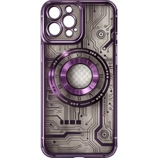 Akbix Accessory iPhone 14 Pro Max Uyumlu Mor Şeffaf Renkli Kılıf