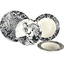 Sayemons Zm Siyah Leopar 24 Parça Tabak Seti