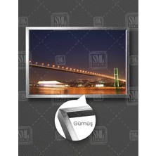 SML Tablo Istanbul Gece Boğaz Köprüsü Işık Manzara Yatay Çerçeveli Kanvas Tablo