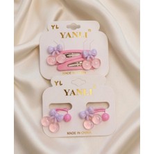 Happy Aksesuar Kiraz Figürlü Çocuk Toka Set Çıtçıtlı ve Lastik