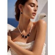 Solare Accessories Inci & Siyah Taş Detaylı Zarafet Kolye
