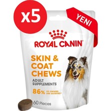 Royal Canin Skin&coat Chews Deri ve Tüy Sağlığını Destekleyen Tamamlayıcı Köpek Ödül Maması 240G*5 Paket