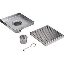 Sayemons Oatey DSS2060R2 Designline Paslanmaz Çelik Kendin Yap Duş Tahliyesi, Ayarlanabilir Düzleştirme Ayaklı ve Saç Tutuculu Kare Izgara, 15,24 x 15,24 Cm, 15,24 cm