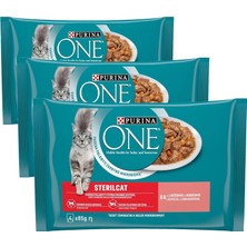 Sayemons Purına One Somonlu Kısırlaştırılmış Kediler Için Yaş Kedi Maması 85 Gram, 4 Adet (3 Paketi)