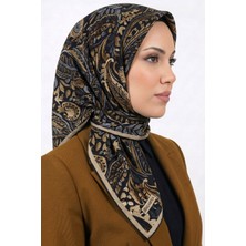 Hadiora Kadın Siyah Bej Paisley Desenli Organik Soft Pamuk Eşarp
