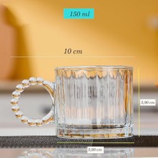 Sayemons Kristal Cam Bardak Seti, 300ML, 6 Parça, Boncuk Kulplu