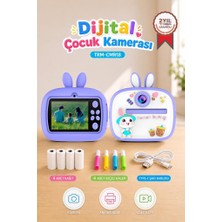 Torima Dijital Fotoğraf Makinesi Çocuk Termal Resim Kağıt Baskılı Yazıcı Kamera Video Makinesi CMR18 Mor