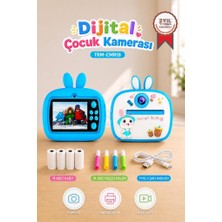 Torima Dijital Fotoğraf Makinesi Çocuk Termal Resim Kağıt Baskılı Yazıcı Kamera Video Makinesi CMR18 Mavi