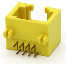 Robiz Mini Dar 12MM 8P8C Plastik Sarı RJ45 Soket Dişi  Ethernet Bağlantı Soketi 8 Pin Pcb Montaj  90 Derece Dıp 1 Port