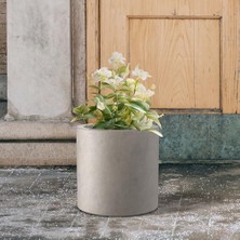 Sayemons Kante 12.6 "dia Yuvarlak Saksı, Modern Stil Büyük Silindirik Bitki Saksısı, Drenaj Deliği ve Iç Mekan Dış Mekan Için Kauçuk Tapa, Yıpranmış