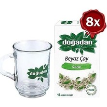 Sayemons Doğadan Beyaz Çay Sade 28 G x 8 ve Doğadan Cam Bardak Hediyeli
