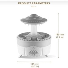 Sayemons Ufo Yağmur Efektli Hava Nemlendirici – Ultrasonik Buhar, Sessiz Çalışma, 7 Renk LED Işık, Zaman Ayarlı (2h/4h/8h), Otomatik Kapanma, Aromaterapi Uyumlu