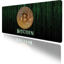 Sayemons Matrix Bitcoin Oyun Gaming Klavye Mouse Pad Masa Matı 70X30CM Kaymaz Kauçuk Taban Dikişli Kenar