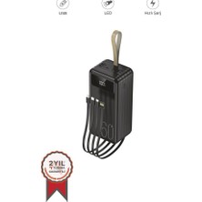 Torima Taşınabilir Batarya 60000 Mah Hızlı Şarj Dijital Göstergeli Ledli 4 Çıkışlı Powerbank TRM-1060 Siyah