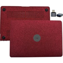 Sayemons MacBook Air 13 Kılıf Simli Parlak Kaplama Sert Hard Tpu Taban Ince Hafif Çizilme Koruma M1 A2337 A2179 A1932 Uyumlu Bordo