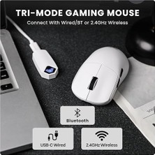 Sayemons Aula SC800 Lightweight PAW3395 Sensor 26000 Dpı 8000Hz Kablolu ve Kablosuz Gaming Oyuncu Mouse Beyaz