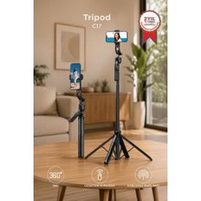 Torima C17 Siyah 1.6M Çok Amaçlı Tripod Ayarlanabilir Yükseklik ile Yüksek Stabilite Sağlar