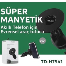 Sayemons Süper Manyetik Araç Telefon Tutucu TD-H7541 | 360° Dönebilen Metal Kancalı Havalandırma Klipsli | 12-13-14 ile Uyumlu Manyetik Destekli Akıllı Telefon Tutucu TD-H7541