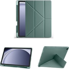 Sayemons - Galaxy Tab A9 SM-X110 8.7 Inç ile Uyumlu Kılıf Kalem Bölmeli Smart Standlı Uyku Modlu Kapak - Yeşil 2