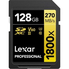 Sayemons Lexar Prof 128GB 1800X Sdxc Uhs-Iı 270MB/S Read 180MB/S Write C10 V60 U3