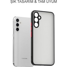 Sayemons Galaxy A54 Kapak Kamera Korumalı Kenarlı Renkli Düğmeli Arkası Mat Silikon Kılıf - Siyah