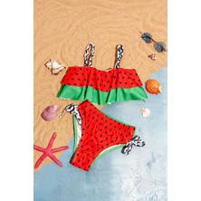 Little Pumpkin Karpuz Desenli Kız Çocuk Bikini