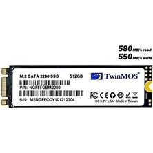 Sayemons Twinmos NGFFFGBM2280 M.2 512GB (580/550MB/S) Pcıe Sata SSD Disk (22X80MM)