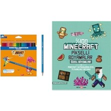 Sayemons Bıc Kids Tropicolors 24'lü Kuru Boya Kalemi ve Minecraft Pikselli Boyamalar