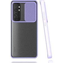 Sayemons Mi 10 Lite Uyumlu Kılıf Lens Sürgülü Kamera Korumalı Silikon - Lila