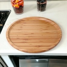 Sayemons Bambu Lüx Yuvarlak Servis 30 * 30CM, Sunumluk & Çerezlik Sunum Tabağı