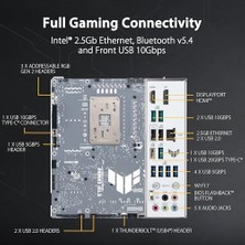 Sayemons Tuf Gamıng B850-BTF Wıfı W Amd B850 Am5 Ddr5 8000 Dp HDMI 3x M2 Usb3.2 Wifi 7 + Bt Aura Rgb 2.5gbit Lan Atx 14+2+1 Güç Aşamaları, Anakart Arkasına Konumlandırılan Kablo Bağlantıları