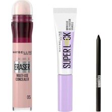 Sayemons New York Anti Age Eraser Kapatıcı - 05 Brighten & New York Super Brow Glue Kaş Sabitleyici Maskara & Tattoo Mini Jel Göz Kalemi Hediyeli