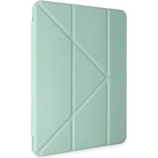 Sayemons Galaxy Tab S9 Fe Plus 12.4" ile Uyumlu Kalem Bölmeli Uyku Modlu Silikon Kapak Kılıf, Açık Yeşil